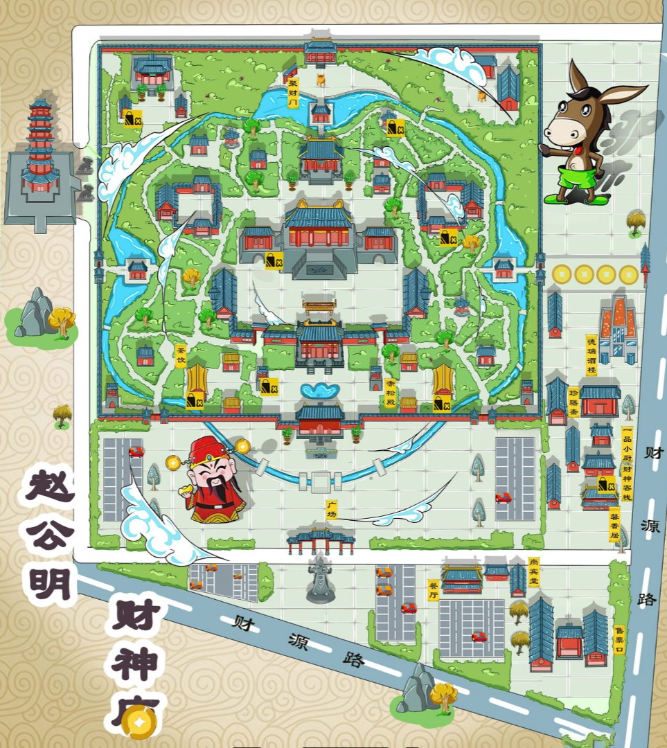 宜昌寺庙类手绘地图
